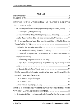 Chuyên đề Tổ chức hoạt động bán hàng tại Công ty Cổ phần Kính Mắt Thành Phố Hồ Chí Minh