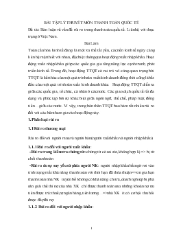 Đề tài Bàn luận về vấn đề rủi ro trong thanh toán quốc tế - Liên hệ với thực trạng ở Việt Nam