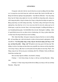 Đề tài Các biện pháp tăng cường công tác bảo hộ lao động tại Công ty Chế tạo cột thép HuynDai – Đông Anh