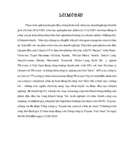 Đề tài Chương trình tổng kết đánh giá 15 năm hoạt động của Tổng công ty Toyota Việt Nam