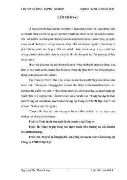 Đề tài Công tác hạch toán tiền lương và các khoản trích theo lương tại Công ty TNHH Đại Lộc