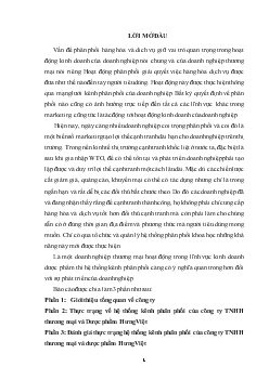 Đề tài Đánh giá thực trạng hệ thống kênh phân phối của công ty TNHH thương mại và dược phẩm Hưng Việt