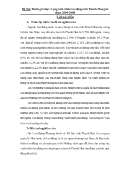 Đề tài Đánh giá thực trạng xuất khẩu lao động tỉnh Thanh Hoá giai đoạn 2004 - 2008
