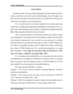 Đề tài Giải pháp mở rộng thị trường tiêu thụ thức ăn chăn nuụi của Công ty TNHH VIC giai đoạn 2006 - 2010