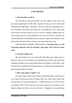 Đề tài Giải pháp nâng cao chất lượng hoạt động bảo lãnh tại chi nhánh Ngân hàng Công Thương Thanh Xuân