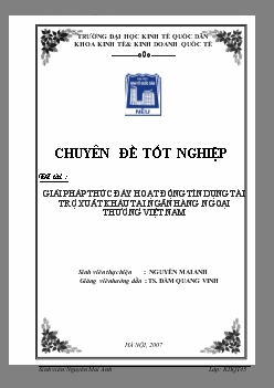 Đề tài Giải pháp thúc đẩy hoạt động tín dụng tài trợ xuất khẩu tại ngân hàng ngoại thương Việt Nam