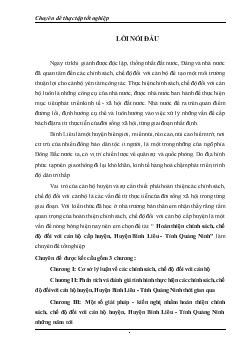 Đề tài Hoàn thiện chính sách, chế độ đối với cán bộ cấp huyện, Huyện Bình Liêu - Tỉnh Quảng Ninh