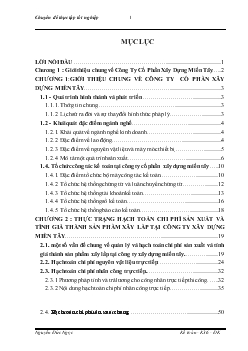 Đề tài Hoàn thiện công tác hạch toán chi phí sản xuất và tính giá thành sản phẩm tại Công Ty Cổ Phần Xây Dựng Miền Tây – Tổng công ty xây dựng công trình giao thông 8