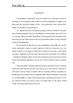 Đề tài Hoàn thiện công tác hạch toán tổng hợp chi phí và tính giá thành sản phẩm xây lắp tại công ty Cổ phần Đầu tư Xây dựng Thăng Long