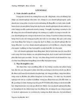 Đề tài Hoàn thiện công tác kế toán bán hàng và xác định kết quả tiêu thụ hàng hoá tại công ty TNHH Thương mại Sơn Ngọc