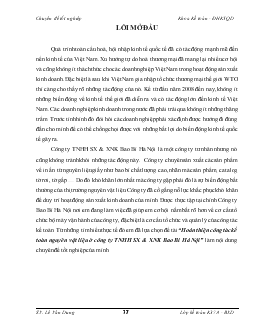 Đề tài Hoàn thiện công tác kế toán nguyên vật liệu ở công ty TNHH sản xuất và xuất nhập khẩu Bao Bì Hà Nội