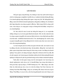 Đề tài Hoàn thiện công tác kế toán nguyên vật liệu và biện pháp nâng cao hiệu quả sử dụng nguyên vật liệu tại công ty TNHH thương mại VIC