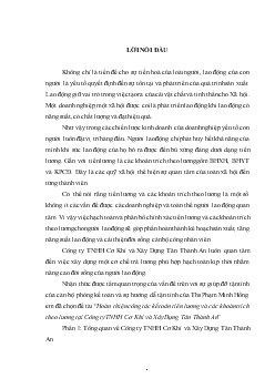 Đề tài Hoàn thiện công tác kế toán tiền lương và các khoản trích theo lương tại Công ty TNHH Cơ Khí và Xây Dựng Tân Thành An