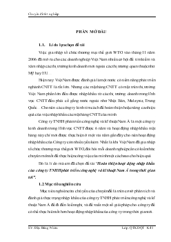 Đề tài Hoàn thiện hoạt động nhập khẩu của công ty TNHH phát triển công nghệ và kĩ thuật Nam Á trong thời gian tới