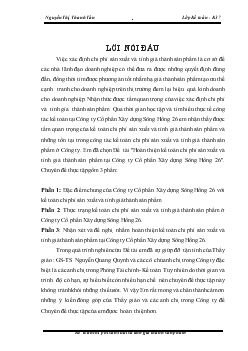 Đề tài Hoàn thiện kế toán chi phí sản xuất và tính giá thành sản phẩm tại Công ty Cổ phần Xây dựng Sông Hồng 26
