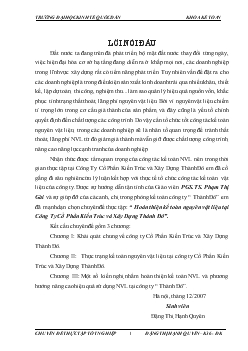 Đề tài Hoàn thiện kế toán nguyên vật liệu tại Công Ty Cổ Phần Kiến Trúc và Xây Dựng Thành Đô