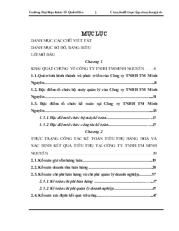 Đề tài Hoàn thiện kế toán tiêu thụ hàng hoá và xác định kết quả tiêu thụ tại Công ty TNHH thương mại Minh Nguyên