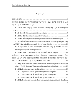 Đề tài Hoàn thiện kế toán tiêu thụ sản phẩm, hàng hóa, dịch vụ và xác định kết quả tiêu thụ tại công ty TNHH Sản xuất Thương mại Dịch vụ Hoàng Đức Lợi