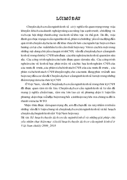 Đề tài Kế hoạch chuyển dịch cơ cấu ngành kinh tế và những giải pháp chủ yếu nhằm thực hiện mục tiêu kế hoạch chuyển dịch cơ cấu ngành kinh tế ở Việt Nam thời kỳ 2006 - 2010