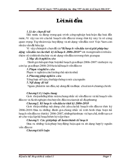Đề tài Kế hoạch vốn đầu tư và giải pháp huy động vốn đầu tư cho thời kỳ kế hoạch 2006 - 2010