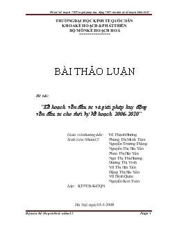 Đề tài Kế hoạch vốn đầu tư và giải pháp huy động vốn đầu tư cho thời kỳ kế hoạch 2006 - 2010