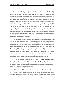 Đề tài Kế toán chi phí sản xuất và tính giá thành sản phẩm ở Công ty TNHH Cơ khí Chính xác Thăng Long