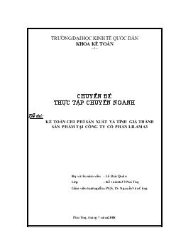Đề tài Kế toán chi phí sản xuất và tính giá thành sản phẩm tại công ty cổ phần Lilama3