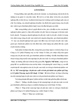 Đề tài Kế toán tập hợp chi phí sản xuất và tính giá thành sản phẩm tại Công ty Cổ phần Thương mại và Kỹ thuật Á Châu