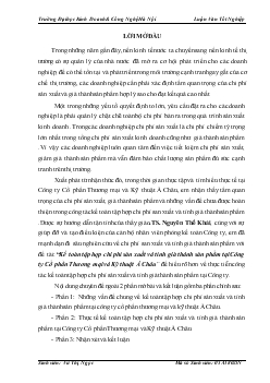 Đề tài Kế toán tập hợp chi phí sản xuất và tính giá thành sản phẩm tại Công ty Cổ phần Thương mại và Kỹ thuật Á Châu