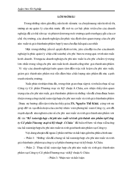 Đề tài Kế toán tập hợp chi phí sản xuất và tính giá thành sản phẩm tại Công ty Cổ phần Thương mại và Kỹ thuật Á Châu