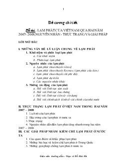 Đề tài Lạm phát của Việt Nam qua hai năm 2007- 2008, nguyên nhân - Thực trạng và giải pháp