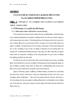 Đề tài Lý luận chung về kế toán lao động tiền lương và các khoản trích theo lương