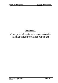 Đề tài Mở rộng họat động thanh toán thẻ tại ngân hàng nông nghiệp và phát triển nông thôn quận 10