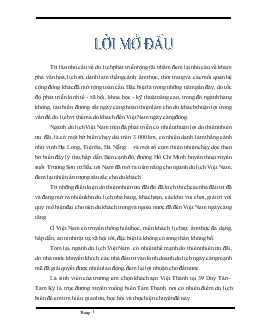 Đề tài Một số biện pháp nâng cao chất lượng phục vụ trong thời gian lưu trú tại khách sạn Việt Thành