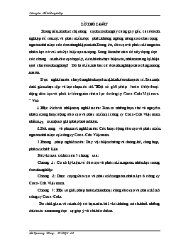 Đề tài Một số giải pháp hoàn thiện hoạt động đào tạo và phát triển nguồn nhân lực ở công ty Coca - Cola Việt Nam