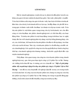 Đề tài Một số giải pháp nhằm đẩy mạnh hoạt động tiêu thụ sản phẩm tại công ty Cổ phần Vật tư Hải Dương