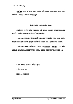 Đề tài Một số giải pháp nhằm đẩy mạnh hoạt động xuất nhập khẩu ở Công ty TNHH Cao Cường