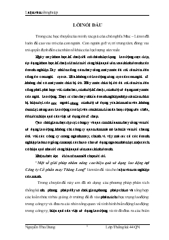 Đề tài Một số giải pháp nhằm nâng cao hiệu quả sử dụng lao động t¹i Công ty Cổ phần may Thăng Long
