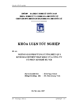 Đề tài Một số giải pháp tăng cường hiệu quả kinh doanh thẫp nhập khẩu của công ty cổ phần kim khí Hà Nội