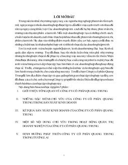 Đề tài Một số nội dung chủ yếu trong hoạt động quản trị doanh nghiệp của công ty cổ phần Quang Trung