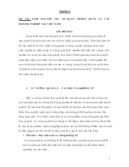 Đề tài Năm nguyên tắc áp dụng trong quản lý các doanh nghiệp tại Việt Nam