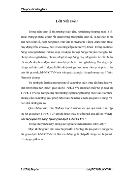 Đề tài Nâng cao hiệu quả tín dụng tại Sở giao dịch 1 ngân hàng công thương Việt Nam