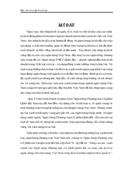 Đề tài Nâng cao sức cạnh tranh của Ngân hàng Thương mại Cổ phần Quân đội về cung cấp dịch vụ ngân hàng trên thị trường Việt Nam trong điều kiện hội nhập kinh tế quốc tế