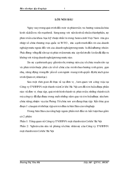 Đề tài Nghiên cứu sâu về phòng tổ chức nhân sự của Công ty TNHH nhà nước một thành viên Cơ khí Hà Nội