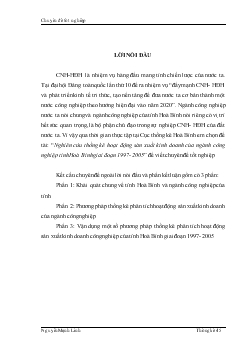 Đề tài Nghiên cứu thống kê hoạt động sản xuất kinh doanh của ngành công nghiệp tỉnh Hoà Bình giai đoạn 1997 - 2005