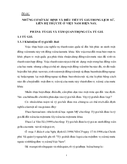 Đề tài Những cơ sở xác định và điều tiết tỷ giá trong lịch sử. liên hệ thực tế ở Việt Nam hiện nay