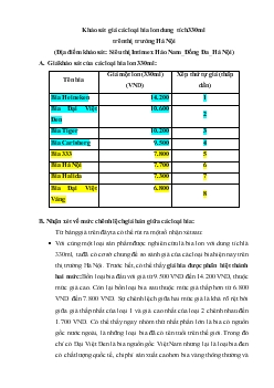 Đề tài Những nguyên nhân dẫn đến chênh lệch giá các sản phẩm bia trên thị trường Việt Nam hiện nay