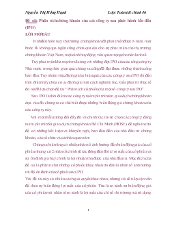 Đề tài Phân tích chứng khoán của các công ty sau phát hành lần đầu (IPO)
