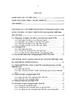 Đề tài Phân tích, đánh giá thực trạng giải ngân nguồn vốn đầu tư trực tiếp FDI trên địa bàn Hà nội, đề xuất giải pháp nhằm đẩy nhanh tốc độ giải ngân trong thời gian tới