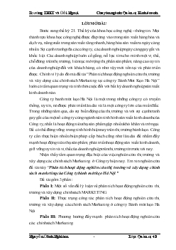 Đề tài Phân tích hoạt động nghiên cứu thị trường và xây dựng chính sách marketing của Công ty bánh mứt kẹo Hà Nội